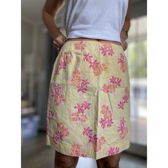LILLY PULITZER Yellow And Pink Floral Short SKIRT COTTON 8 - Picture 1 of 7